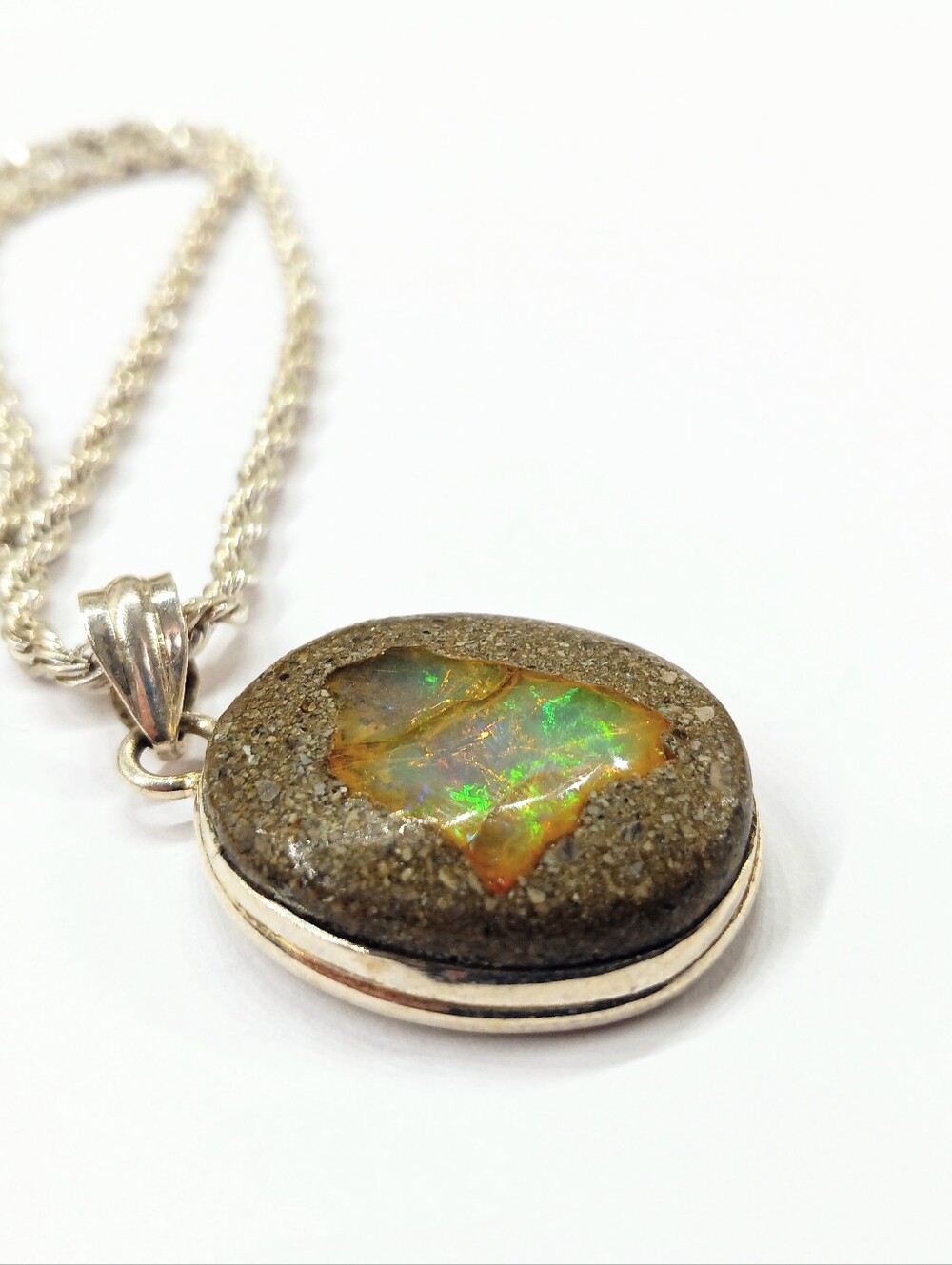 Faux Boulder Opal Pendant Necklace